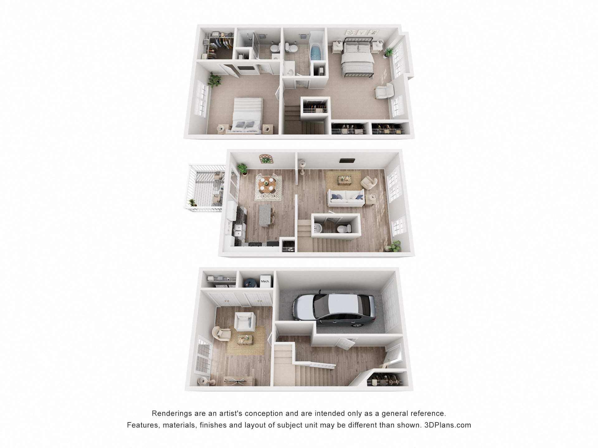 Floor plan for 2 beds, 2 baths, 1707 sqft